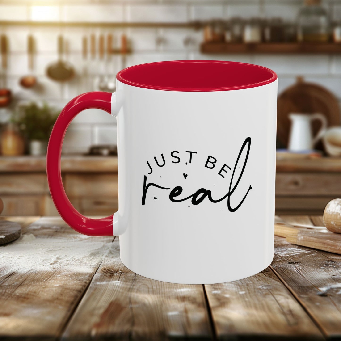 colorful mugs (11oz, 15oz) - just be real - authentic living quote