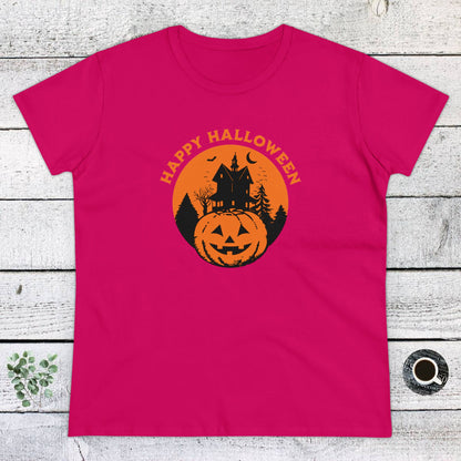 Women Halloween T-Shirt, Women Tee, Halloween Gift, Jack O'Lantern - Haunted Halloween