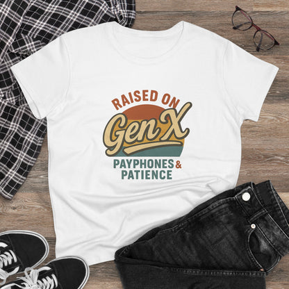 Women's Cotton Tee - Raised on Gen X with Payphones & Patience