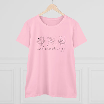 Women's Midweight Cotton Tee - Embrace Change - Growth Mindset Quote