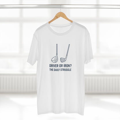 Men's Stable Tee: Driver or Iron? The Daily Struggle. Golf T-Shirt.