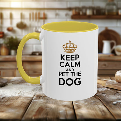Colorful Mugs (11oz, 15oz) - Keep Calm and pet the dog | Funny Dog Lover Gift | Cute Pet Quote Design