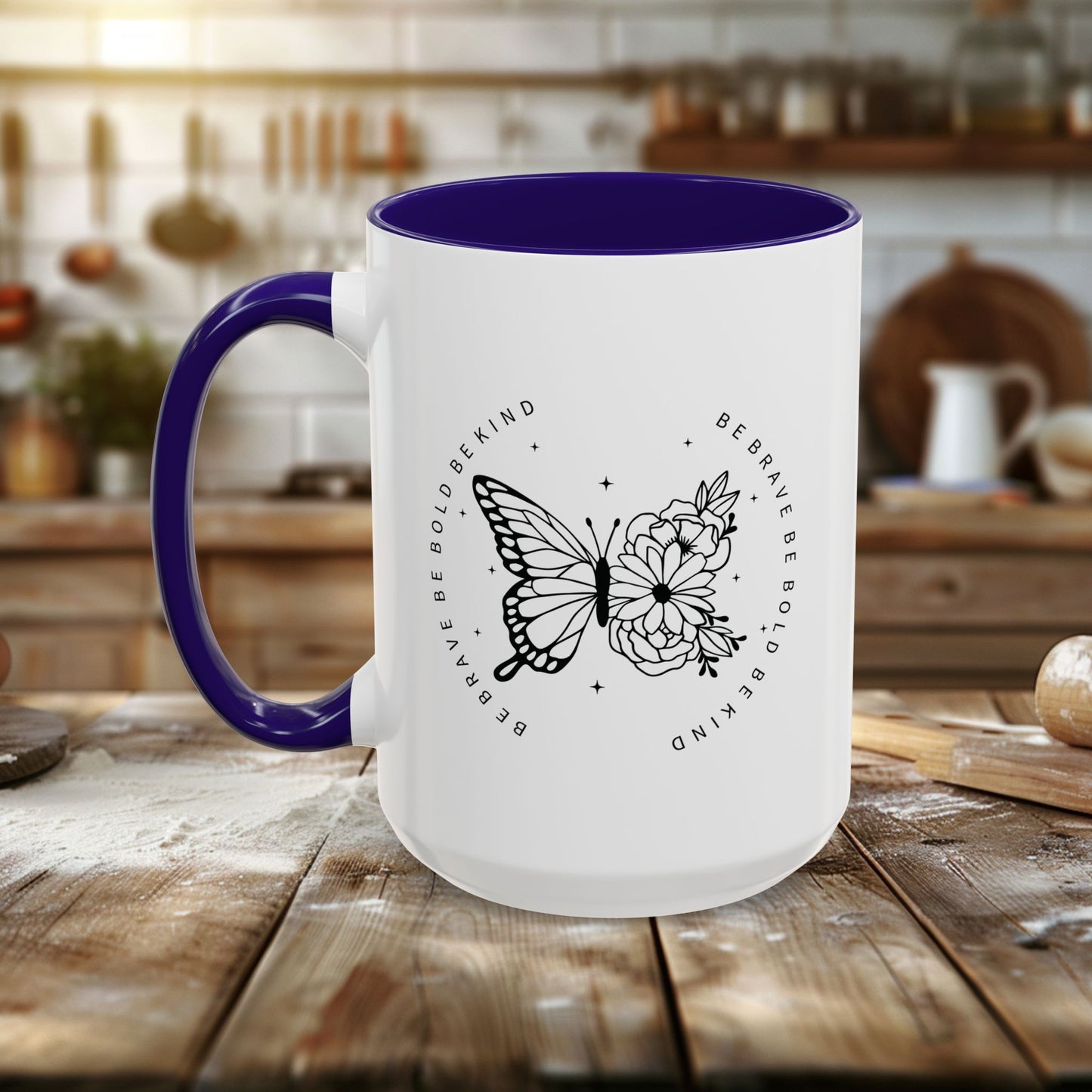 colorful mugs (11oz, 15oz) - be brave, be bold, be kind - courageous kindness quote