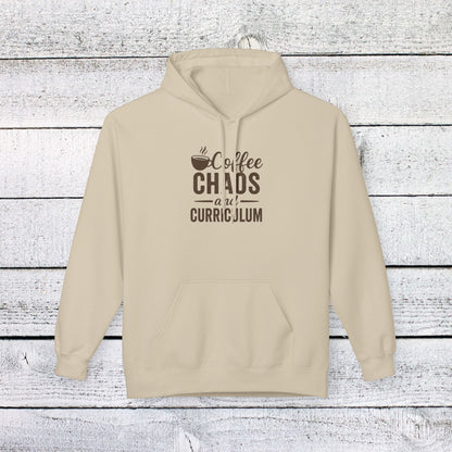 Unisex Softstyle Hoodie - Coffee, Chaos, and Curriculum Design. Teachers with Attitude.