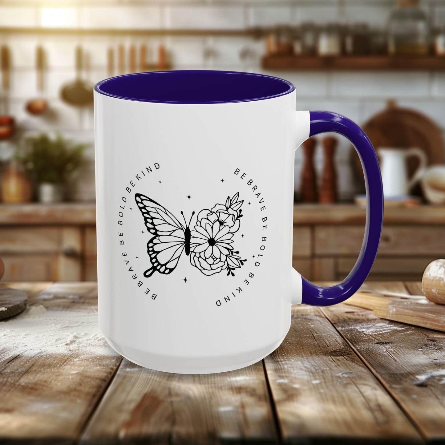 colorful mugs (11oz, 15oz) - be brave, be bold, be kind - courageous kindness quote