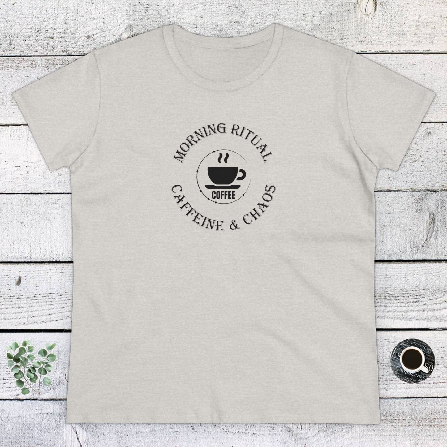 womens t-shirt - caffeine and chaos