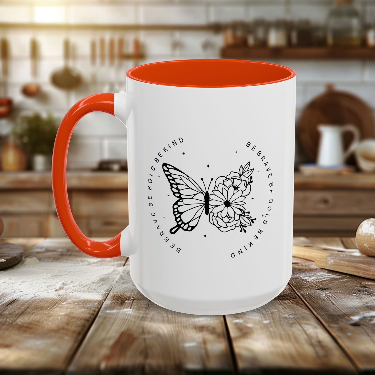 colorful mugs (11oz, 15oz) - be brave, be bold, be kind - courageous kindness quote