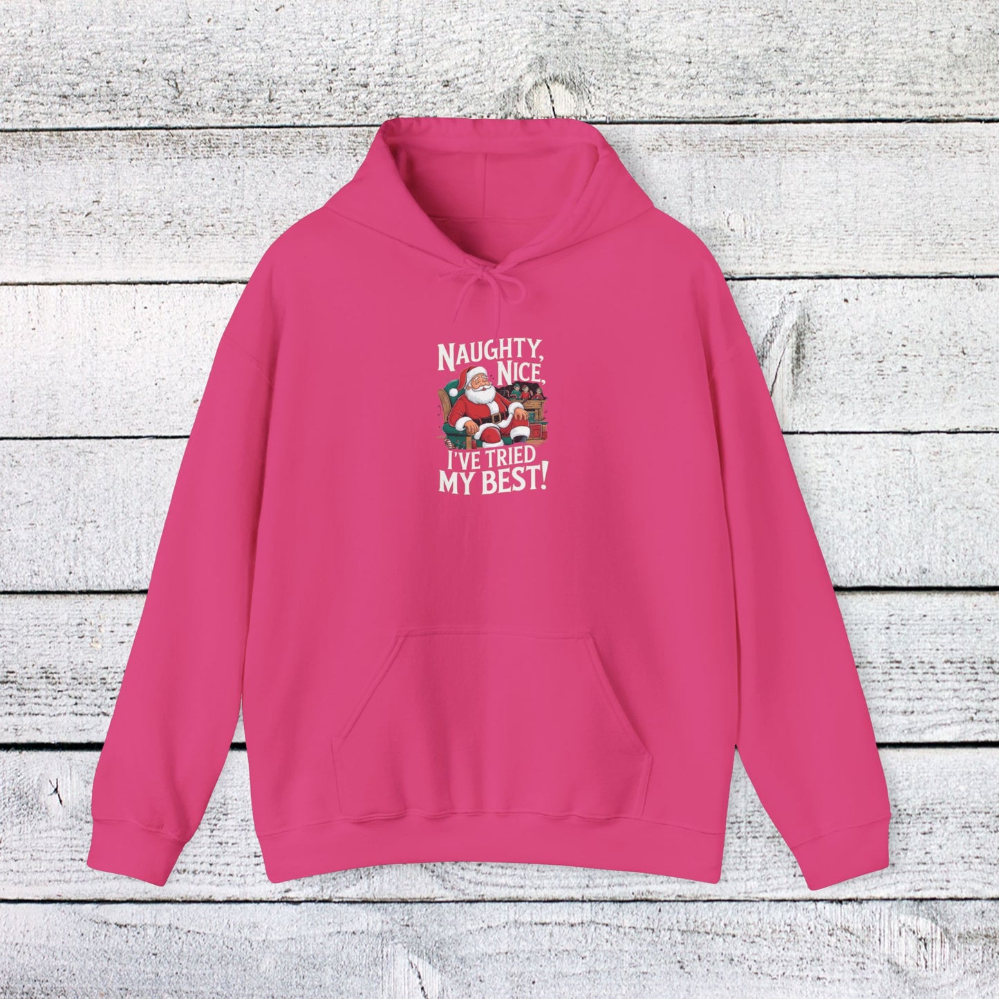 men's and women's christmas sweatshirt. naughty, nice, tried my best. unisex christmas sweatshirt.