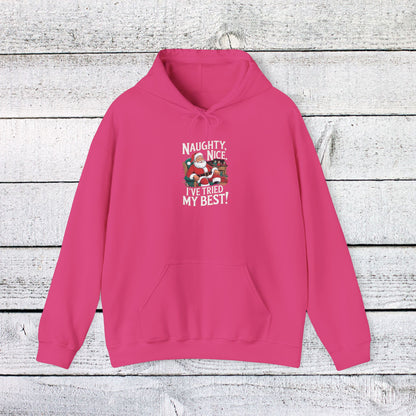 Men's and Women's Christmas Sweatshirt. Naughty, Nice, Tried My Best. Unisex Christmas Sweatshirt.