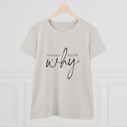 Women's Midweight Cotton Tee - Remember Your Why - Purpose Driven Motivation