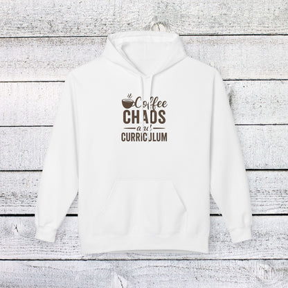Unisex Softstyle Hoodie - Coffee, Chaos, and Curriculum Design. Teachers with Attitude.