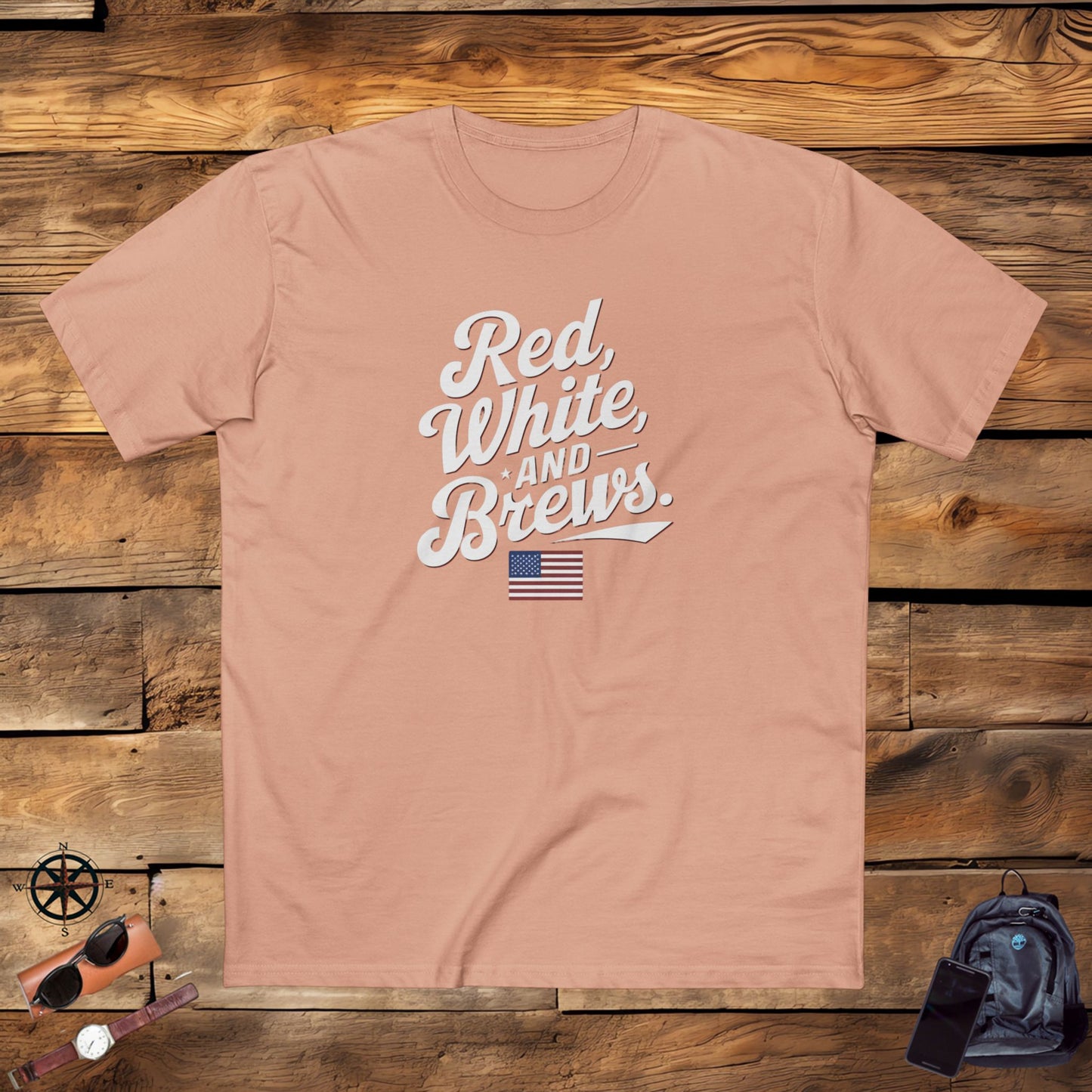 men's t-shirts, men's tee, men's funny gift, red white and brews!