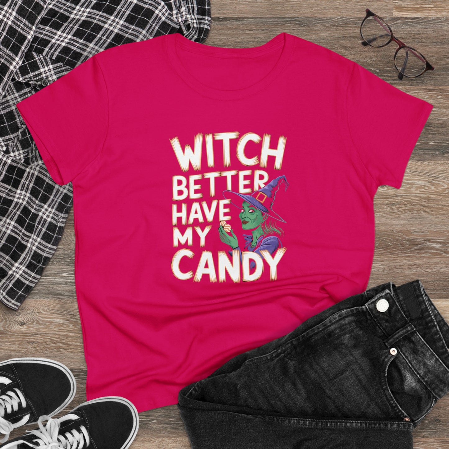 women's t-shirt, women's tee, women's halloween, funny gift, witch!