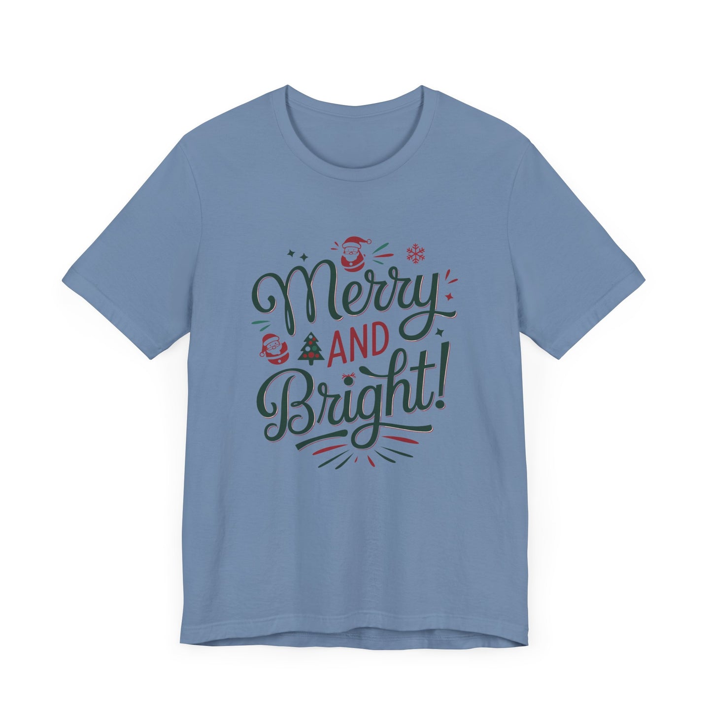 men & women christmas t-shirt. merry & bright. unisex christmas t-shirt.