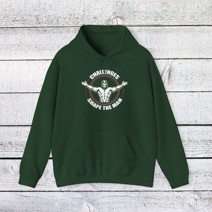 Unisex Heavy Blend™ Hooded Sweatshirt - Challenges Shape the Man - Grit and Growth Quote
