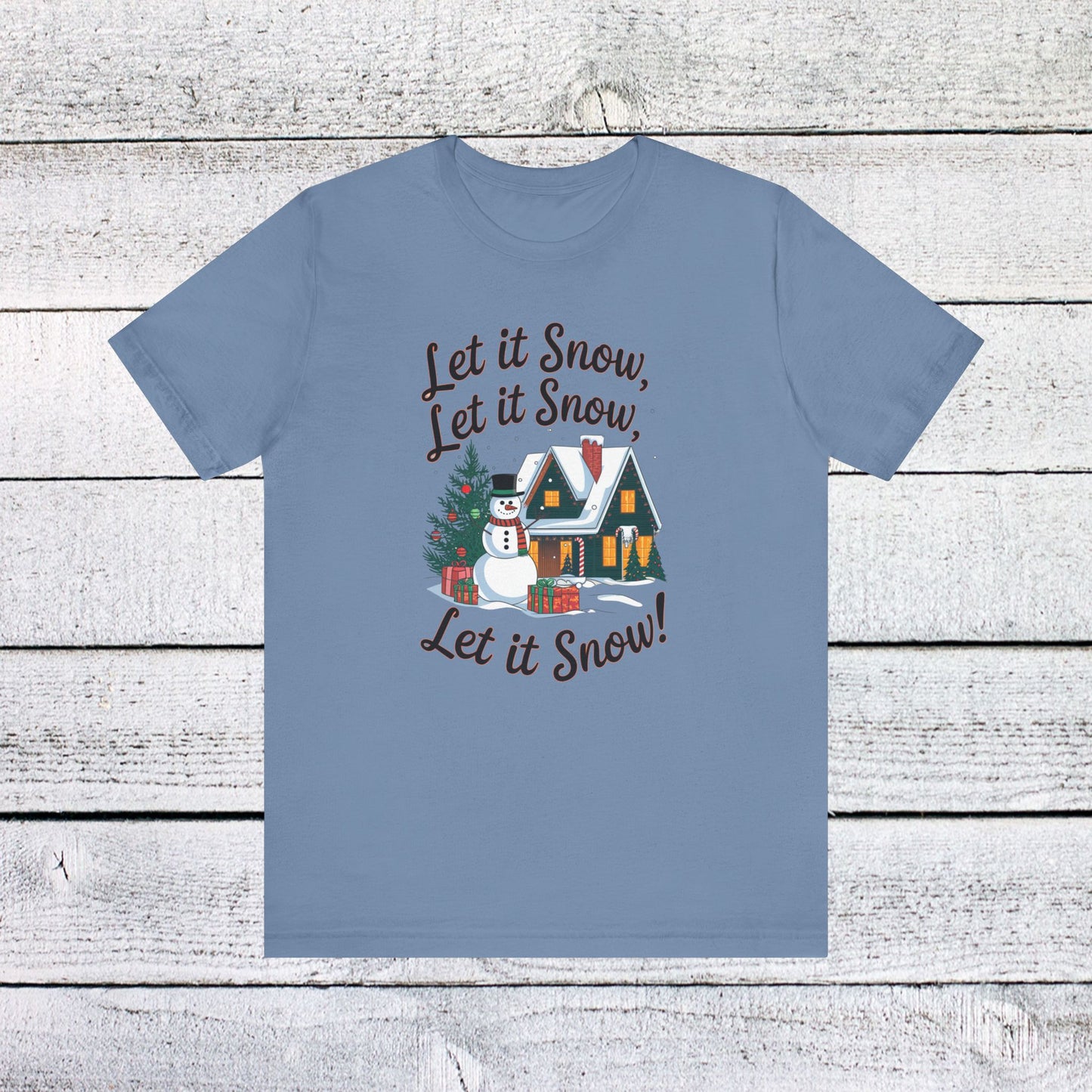 men & women christmas t-shirt. let it snow! unisex christmas t-shirt.