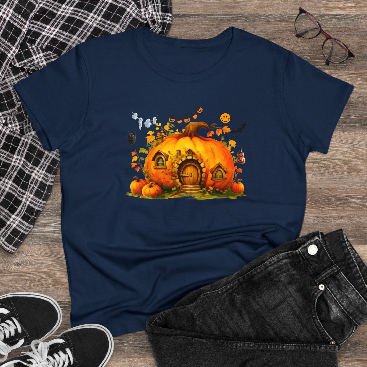 women halloween t-shirt, women's tee, pumpkins, funny, halloween gift