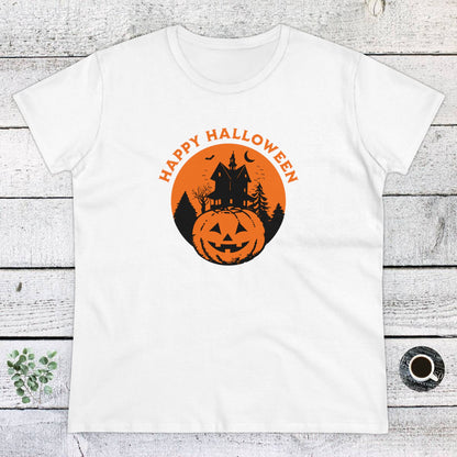 Women Halloween T-Shirt, Women Tee, Halloween Gift, Jack O'Lantern - Haunted Halloween