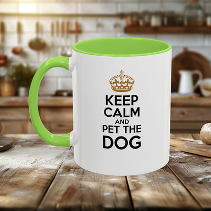 Colorful Mugs (11oz, 15oz) - Keep Calm and pet the dog | Funny Dog Lover Gift | Cute Pet Quote Design