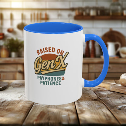 Colorful 'Raised on Gen X' Mug - Perfect Gift for Nostalgic Coffee Lovers