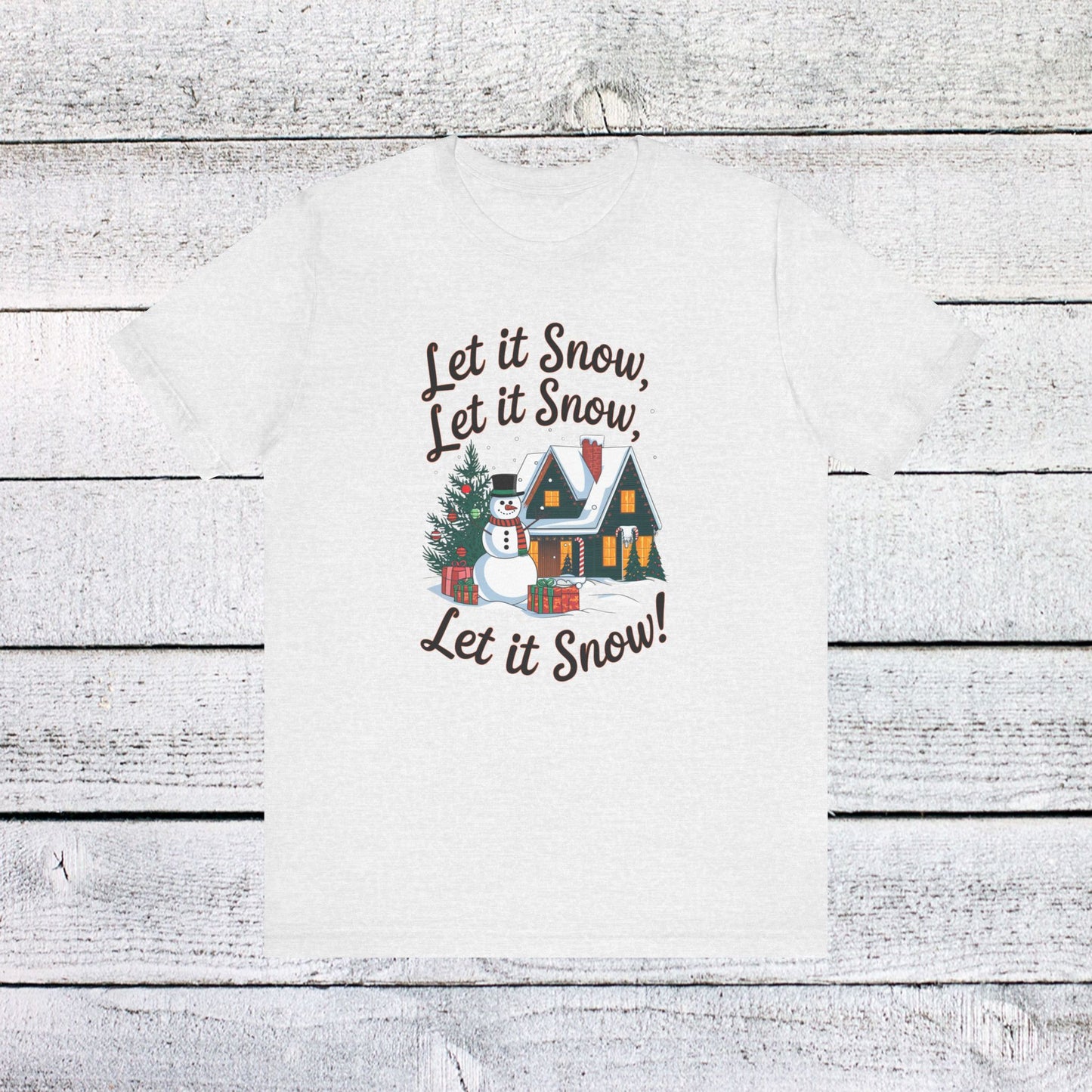 men & women christmas t-shirt. let it snow! unisex christmas t-shirt.