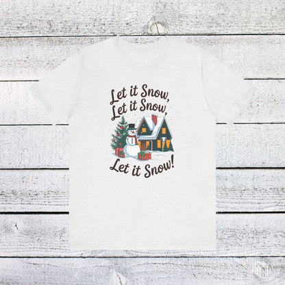 Men & Women Christmas T-Shirt. Let it Snow! Unisex Christmas T-Shirt.