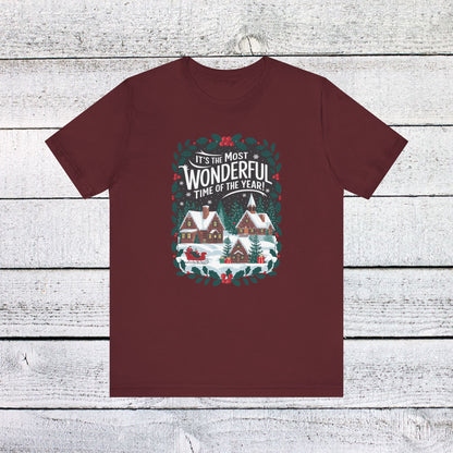 Men & Women Christmas T-Shirt. Most Wonderful Time of Year. Unisex Christmas T-Shirt.