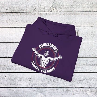 Unisex Heavy Blend™ Hooded Sweatshirt - Challenges Shape the Man - Grit and Growth Quote
