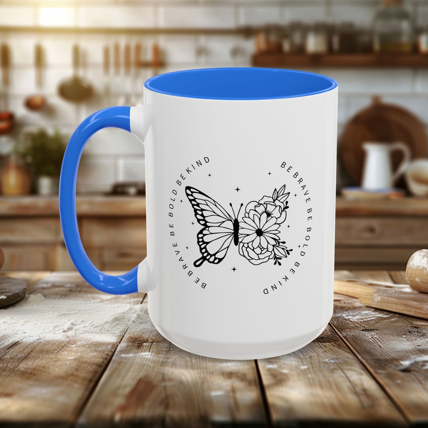 colorful mugs (11oz, 15oz) - be brave, be bold, be kind - courageous kindness quote