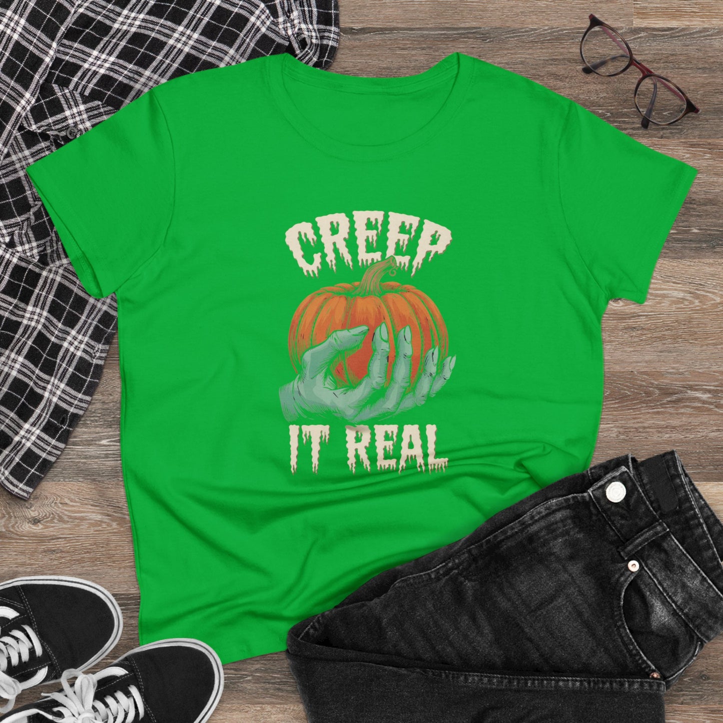 women's t-shirt, women's tee, halloween, funny gift, creep it real!