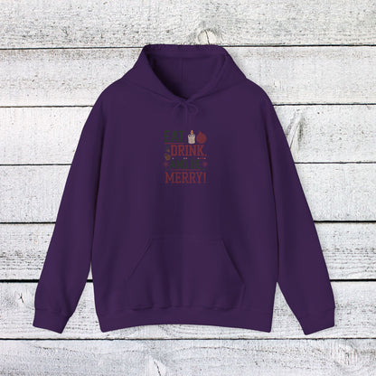 Men's and Women's Christmas Sweatshirt. Eat, Drink, Be Merry. Unisex Christmas Sweatshirt.