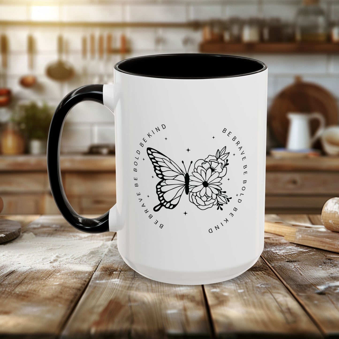 colorful mugs (11oz, 15oz) - be brave, be bold, be kind - courageous kindness quote