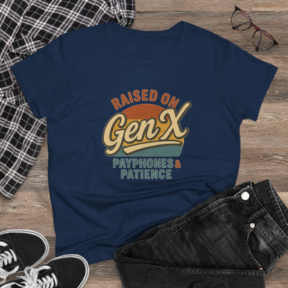 Women's Cotton Tee - Raised on Gen X with Payphones & Patience