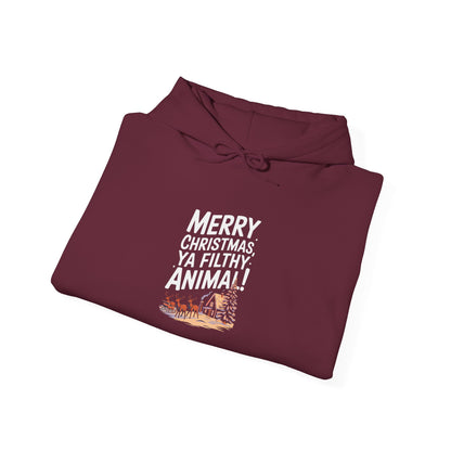 Men's and Women's Christmas Sweatshirt. Merry Christmas Ya Filthy Animal. Unisex Christmas Sweatshirt.