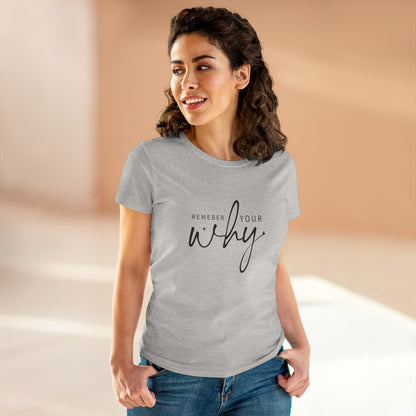 Women's Midweight Cotton Tee - Remember Your Why - Purpose Driven Motivation