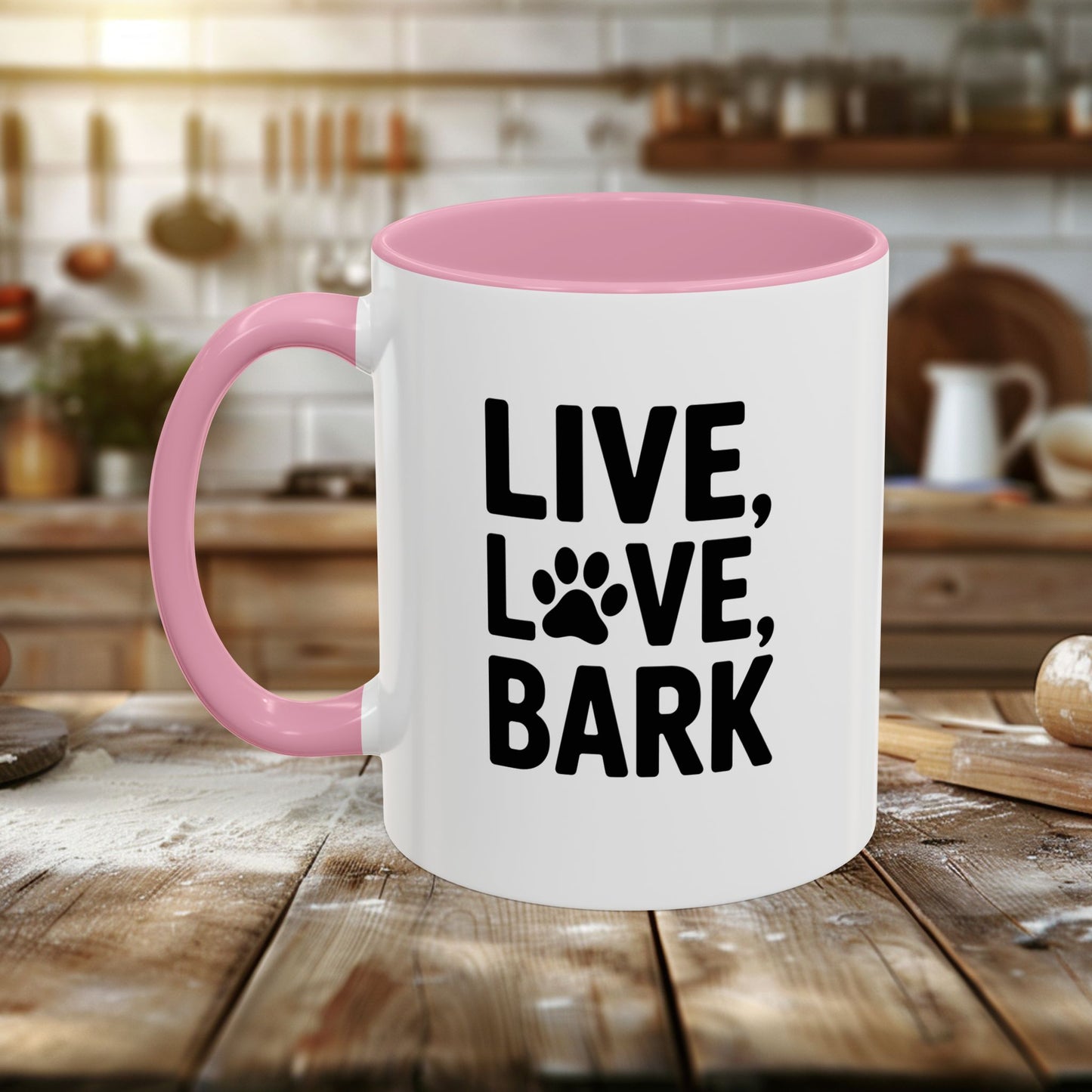 colorful mugs (11oz, 15oz) - live love bark | funny dog lover gift | cute pet quote design