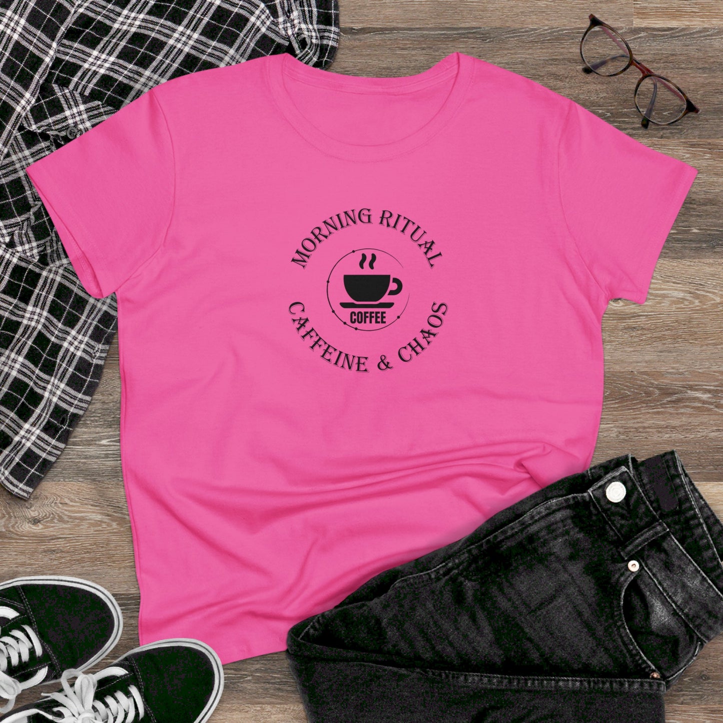 womens t-shirt - caffeine and chaos