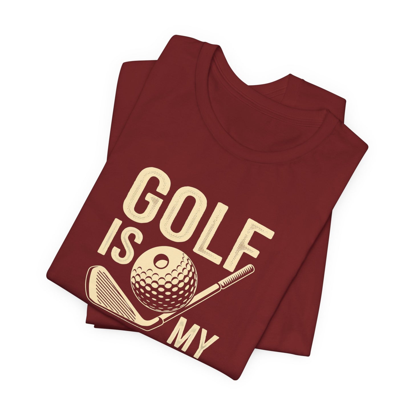 men & women golf t-shirt: golf is my therapy(2). unisex golf t-shirt.