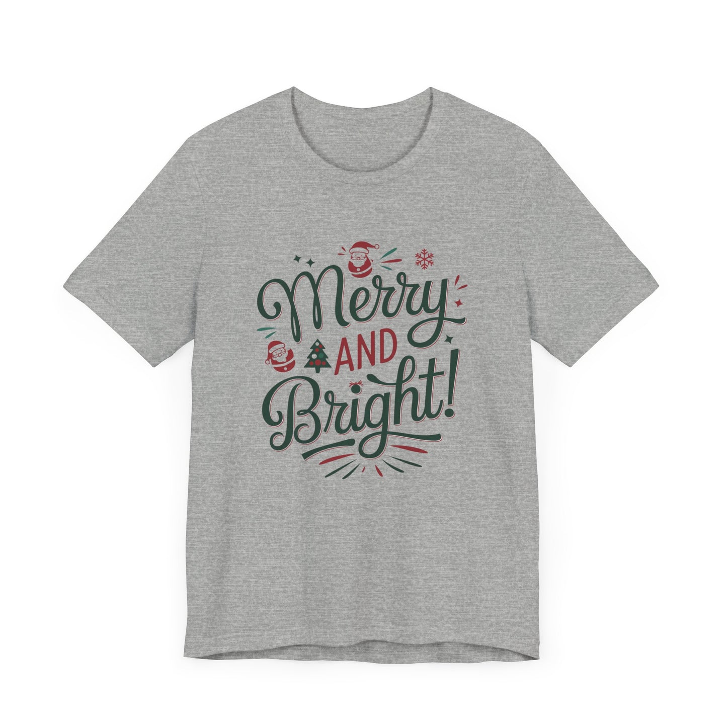 men & women christmas t-shirt. merry & bright. unisex christmas t-shirt.