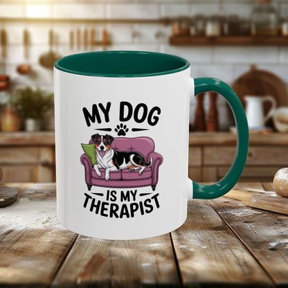 Colorful Mugs (11oz, 15oz) - My Dog is My Therapist | Funny Dog Lover Gift | Cute Pet Quote Design