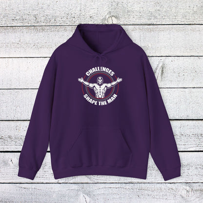 Unisex Heavy Blend™ Hooded Sweatshirt - Challenges Shape the Man - Grit and Growth Quote