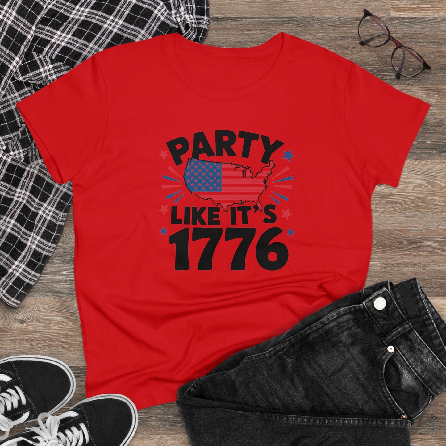 women's t-shirt, women's tee, funny gift, party like its 1776!