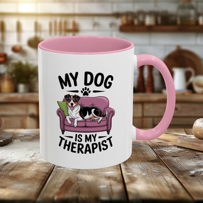 Colorful Mugs (11oz, 15oz) - My Dog is My Therapist | Funny Dog Lover Gift | Cute Pet Quote Design