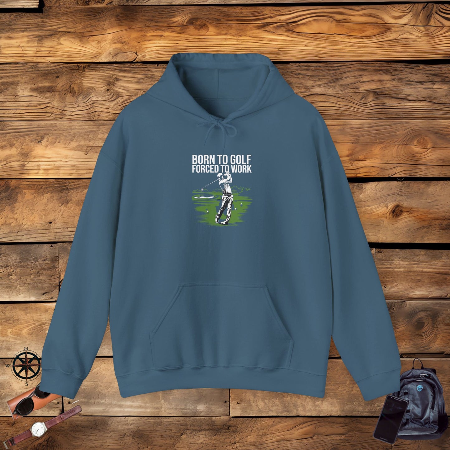 men & women golf sweater: born to golf, forced to work!