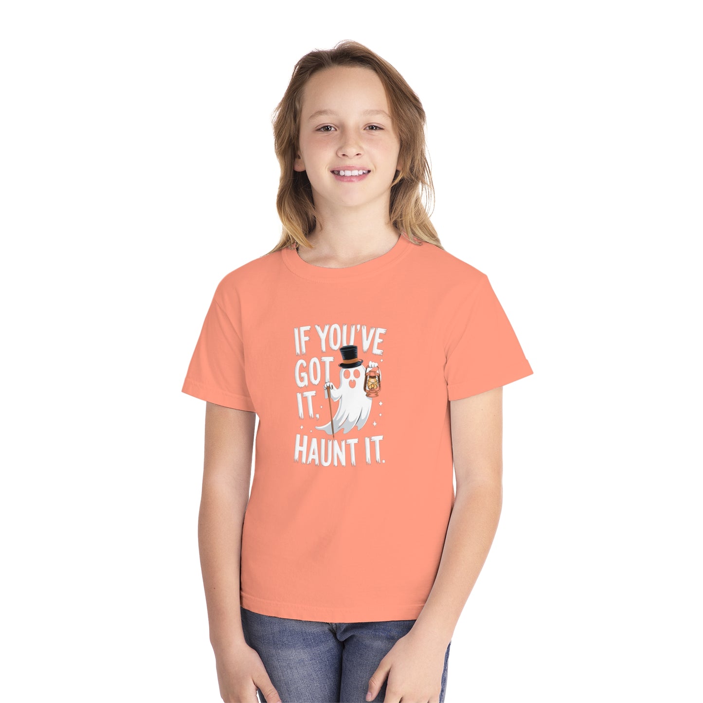 youth t-shirt, youth halloween t-shirt, if you've got it haunt it!