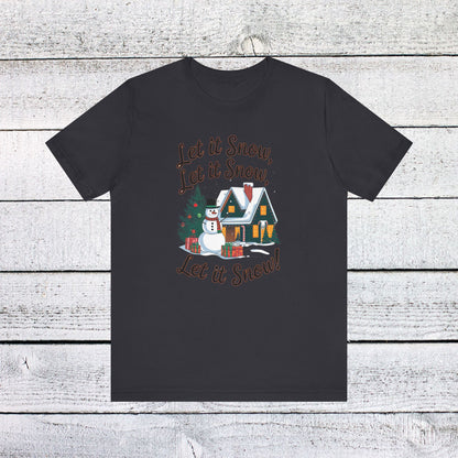 Men & Women Christmas T-Shirt. Let it Snow! Unisex Christmas T-Shirt.