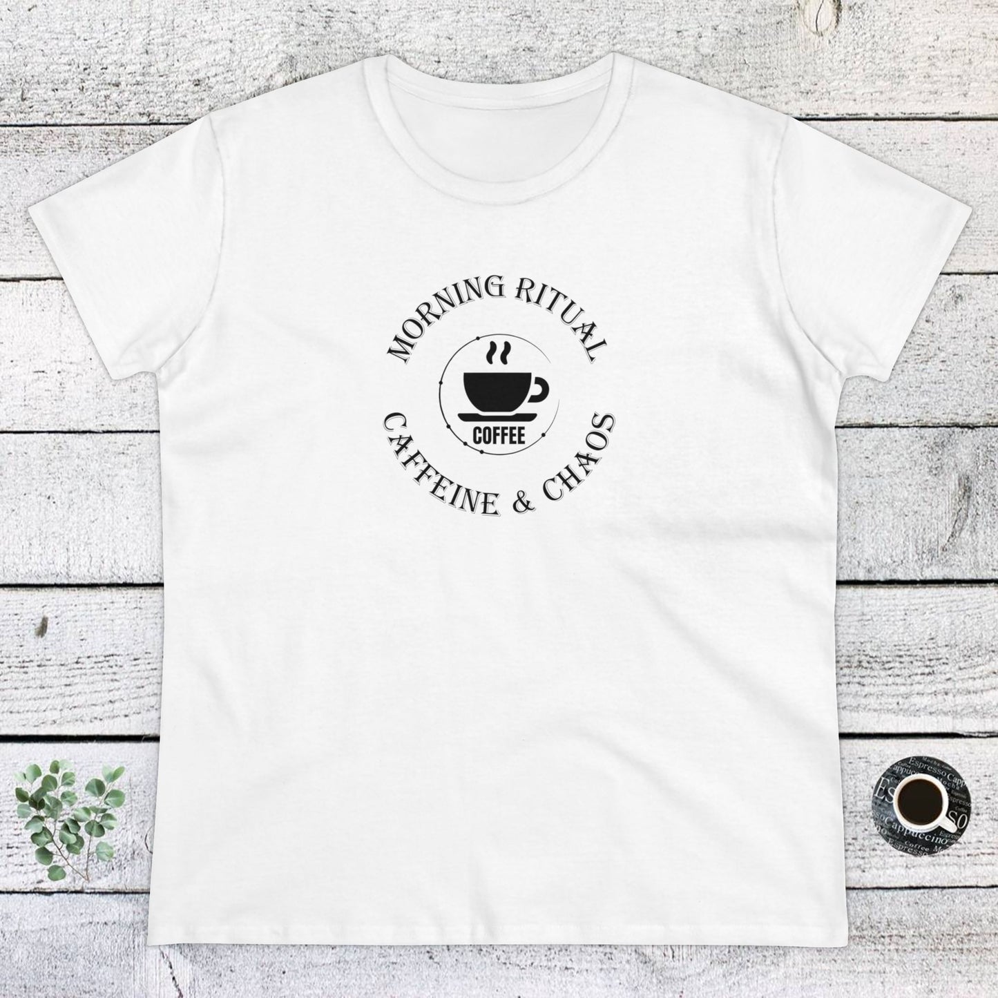 womens t-shirt - caffeine and chaos