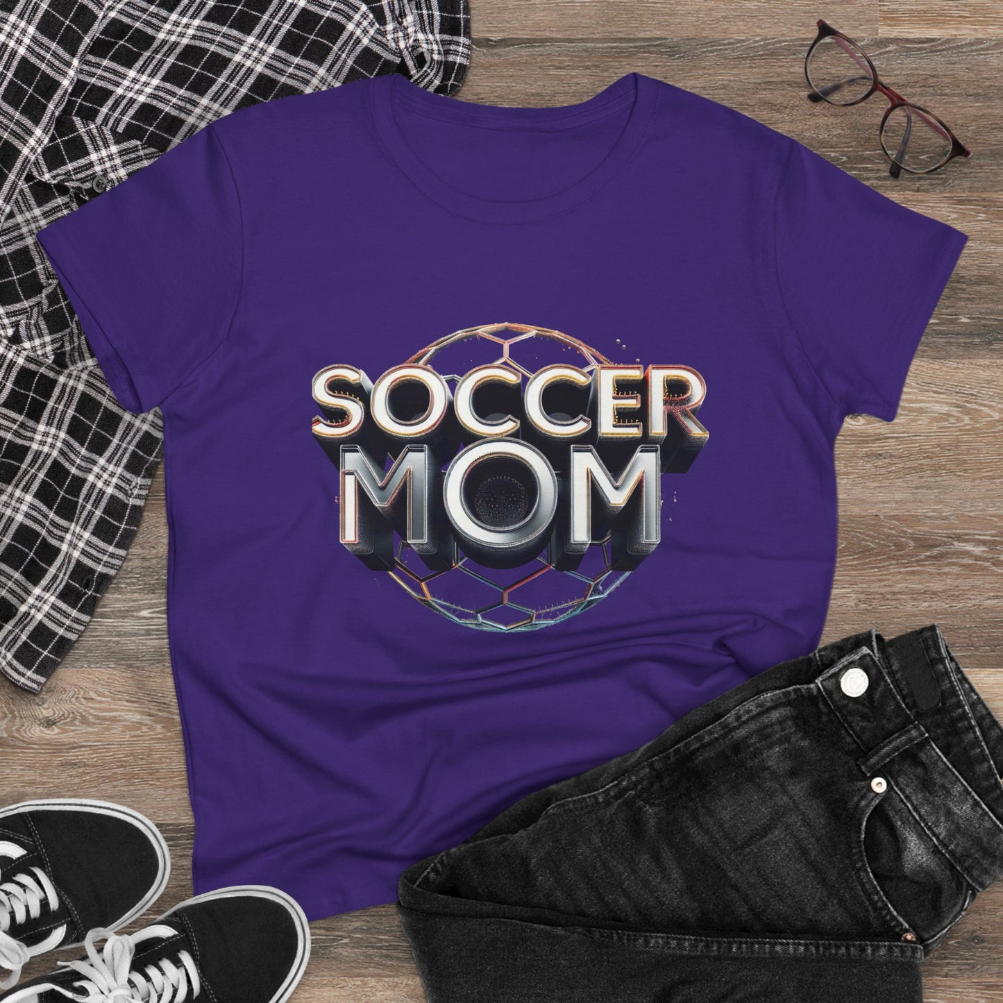 stylish women's cotton tee for soccer moms