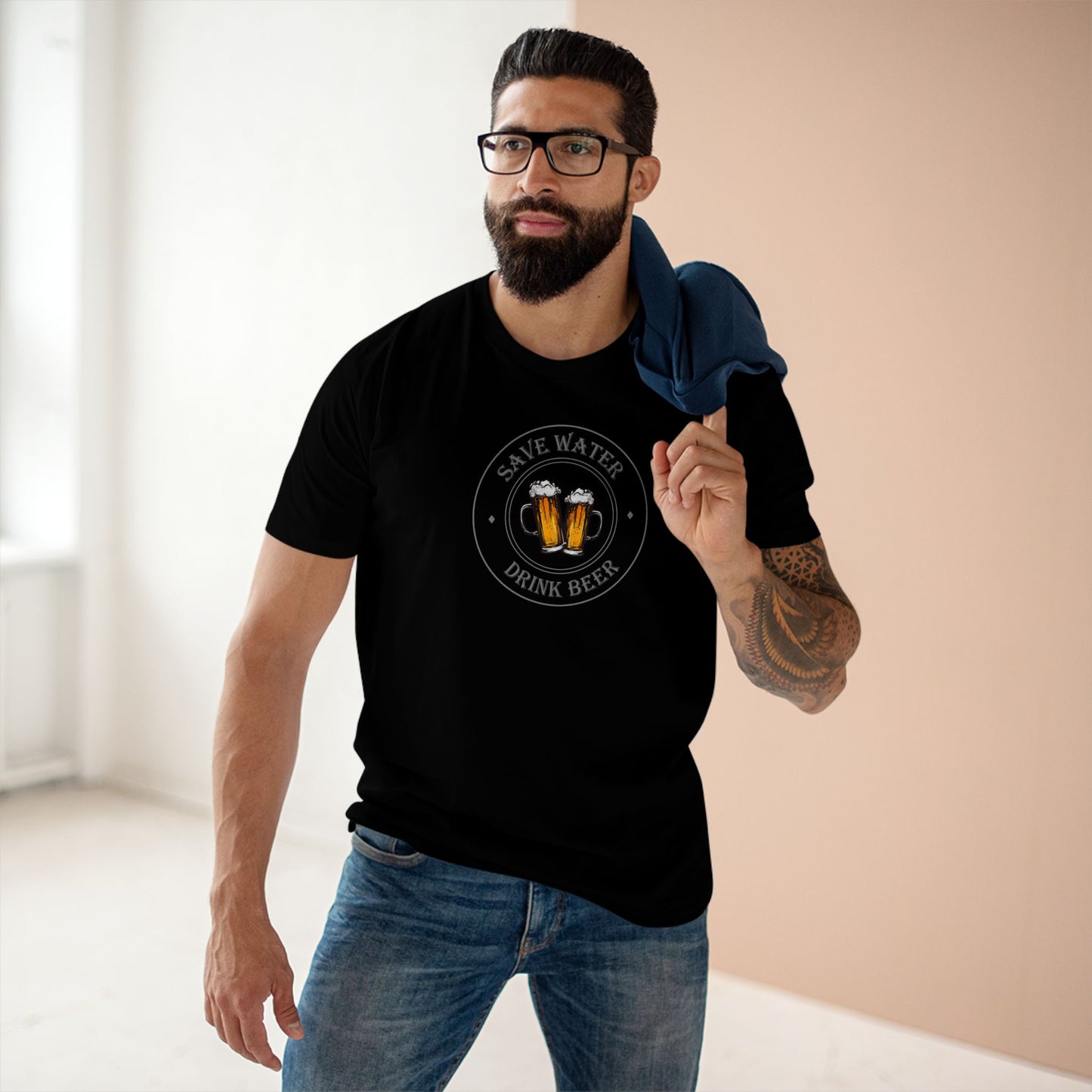 mens t-shirt - drink beer