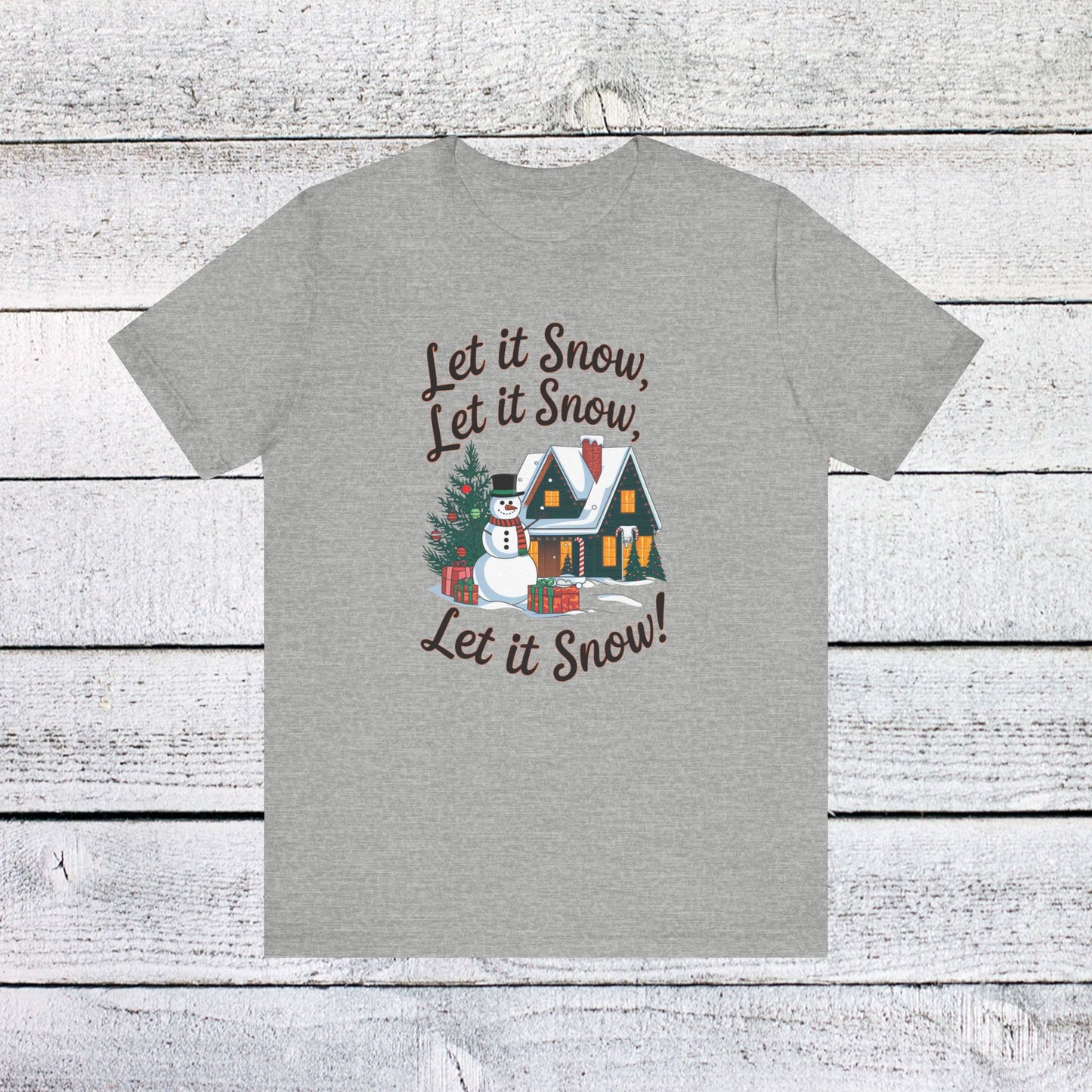 men & women christmas t-shirt. let it snow! unisex christmas t-shirt.